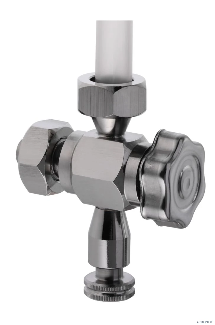 Mintavevő csap AISI 304 D16 1/2" alsó üveg szintjelzővel, 410 Z-típus, rozsdamentes, élelmiszeripari