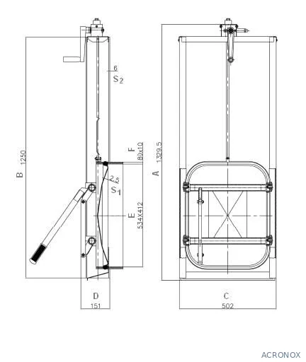 Búvónyílás guillotine nyitású 530x410 mm (G1E-530x410)