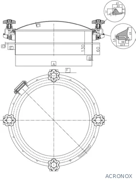 Búvónyílás fahordóra kerek 200 - 1200 mm kifelenyíló (D23)