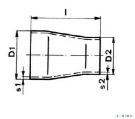 Szűkítő koncentrikus, varratnélküli DIN 2616, rozsdamentes, ipari