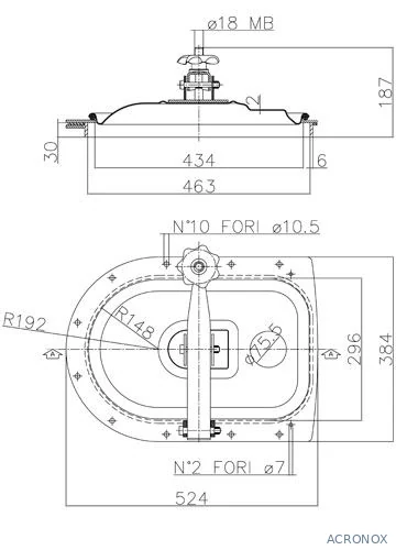 Búvónyílás fahordóra fél ovál 430x260 mm kifelenyíló (A22)