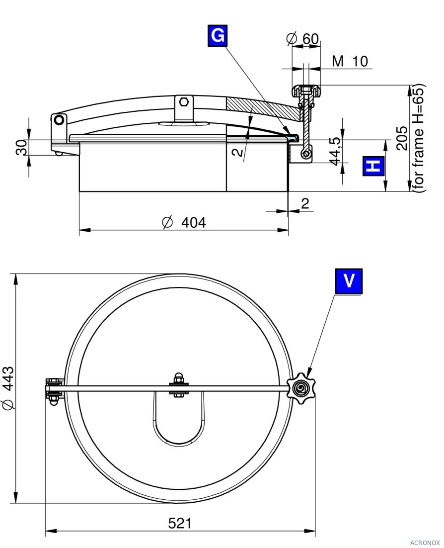 Búvónyílás felső kerek 404 mm kifelenyíló (T1/400;T1/401;T1/402;T1/403)