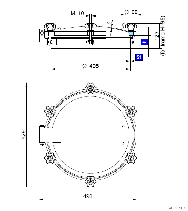 Búvónyílás felső kerek 404 mm kifelenyíló (6V/250;6V/251;6V/252;6V/253; 6V/250B;6V/251/B;6V/252/B;6V/253/B)