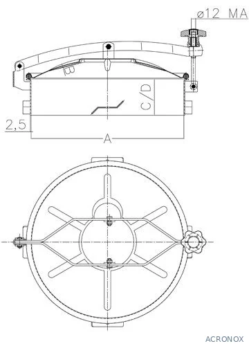 Búvónyílás cementkádra kerek 385 - 600 mm kifelé nyíló (D7 C)