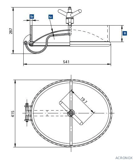 Búvónyílás alsó ovális 440x320 mm nagynyomású befelenyíló (200PES)