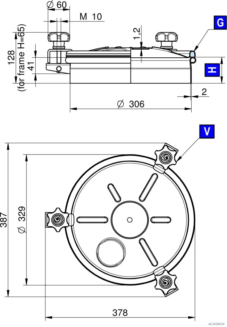 Búvónyílás felső kerek 306 mm kifelenyíló (245;246;247;248)