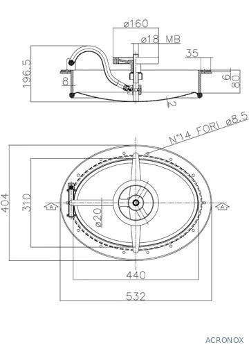 Búvónyílás fahordóra ovális 440x310 mm befelenyíló (A24)