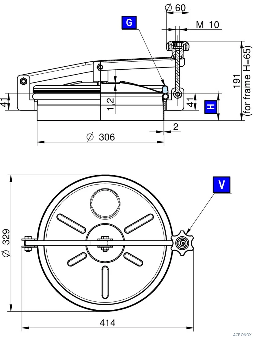 Búvónyílás felső kerek 306 mm kifelenyíló (240;241;242;243;240/B;241/B;242/B;243/B)