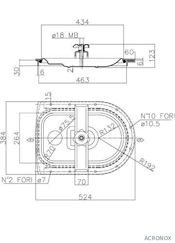 Búvónyílás fahordóra fél ovál 430x260 mm befelenyíló (A19GRA)