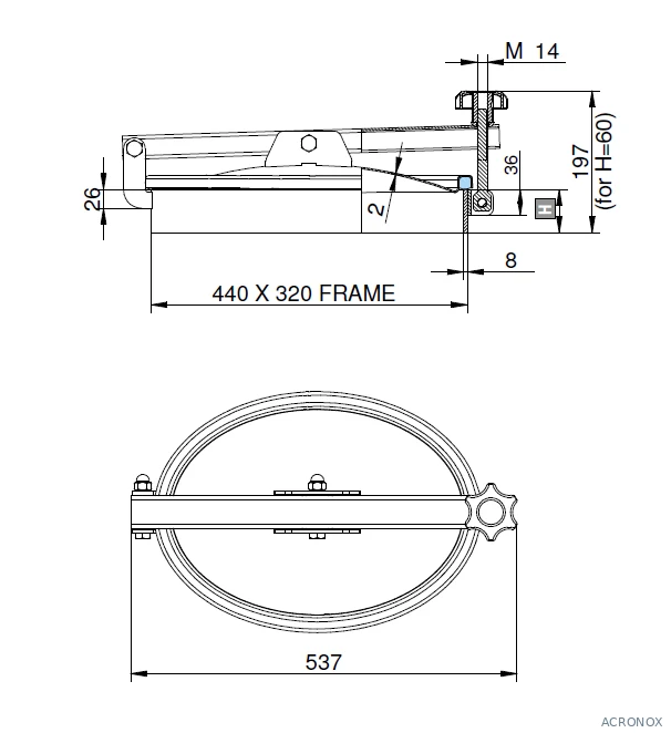 Búvónyílás alsó ovális 440x320 mm kifelenyíló (174/AE;176/AE;174/AE/B;176/AE/B)