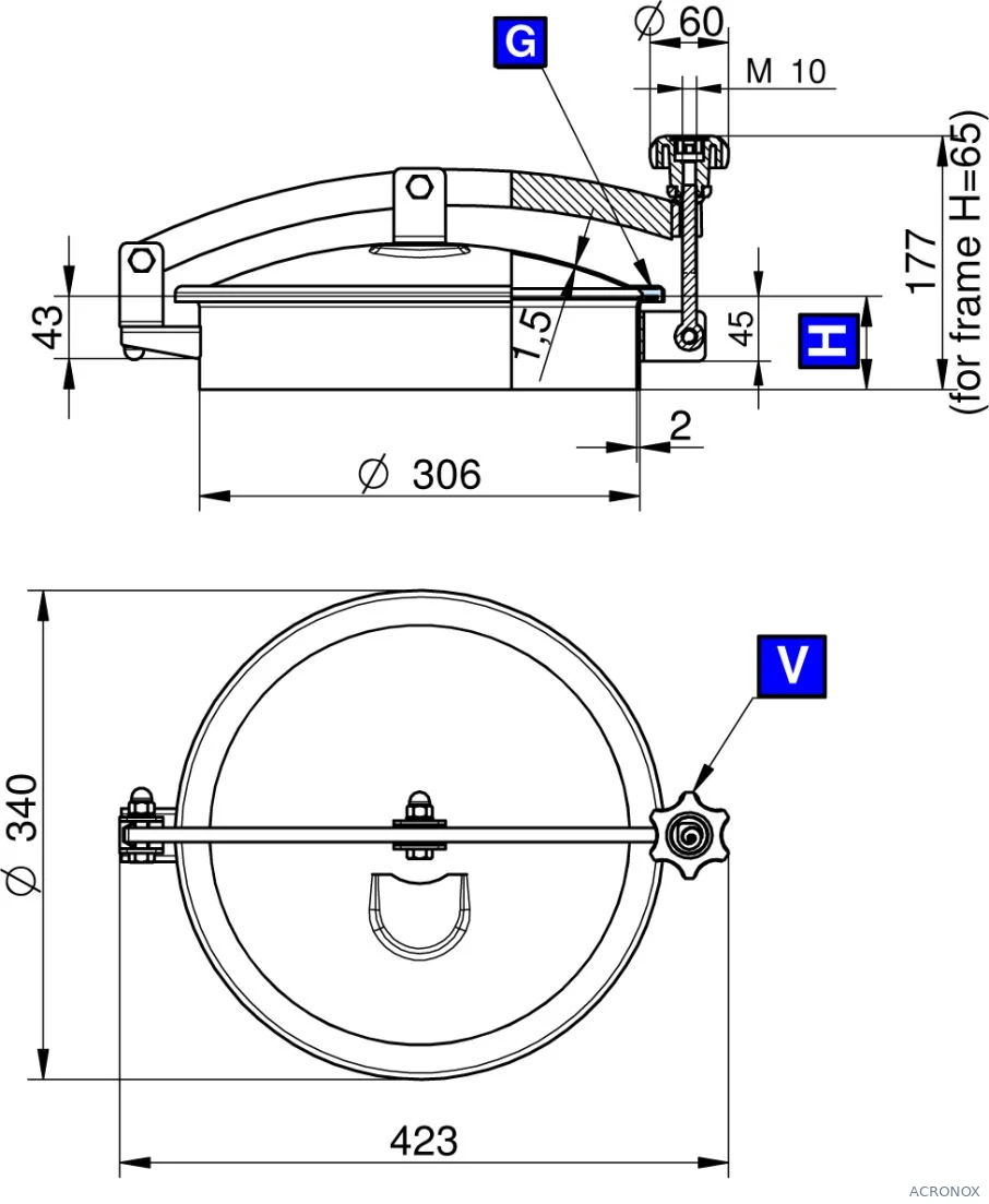 Búvónyílás felső kerek 306 mm kifelenyíló (T1/300;T1/301;T1/302;T1/303;T1/300/B;T1/301/B;T1/302/B;T1/303/B)