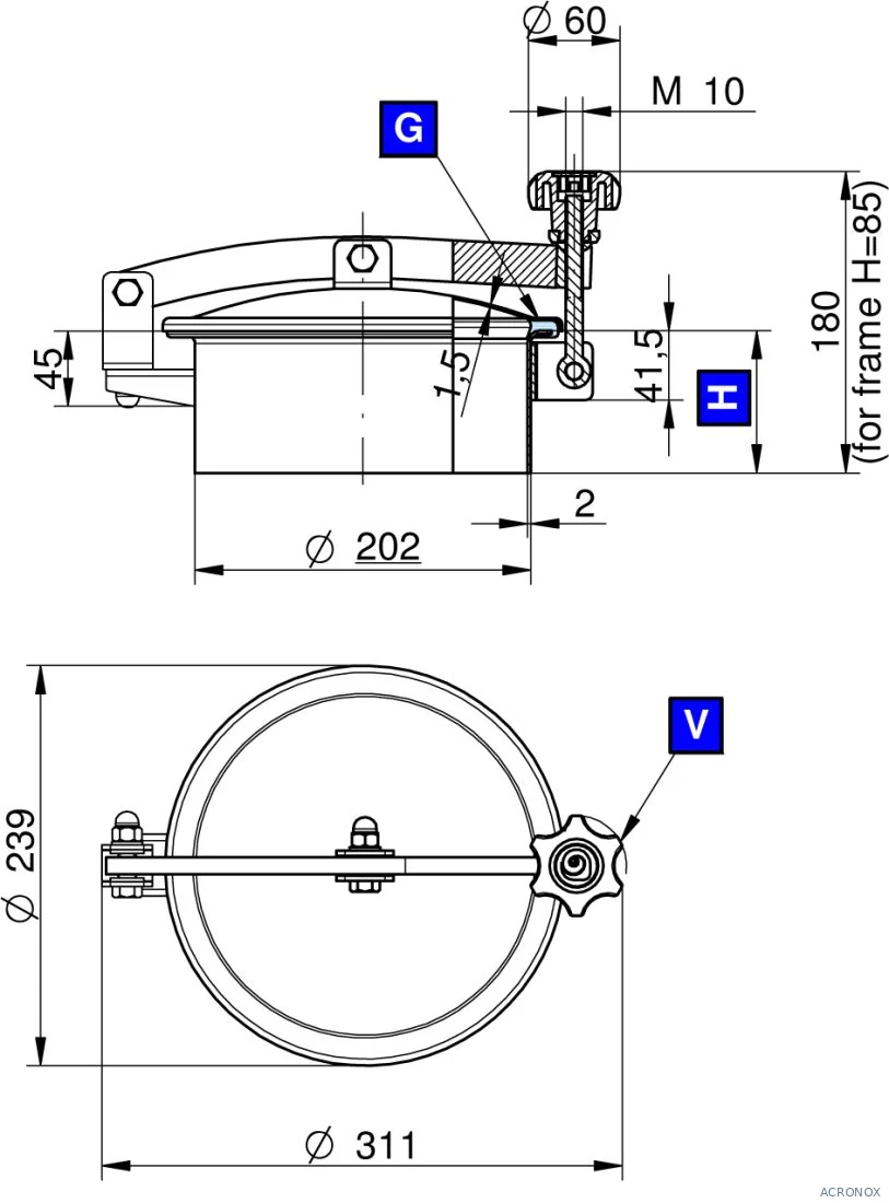 Búvónyílás felső kerek 202 mm kifelenyíló (T1/200;T1/201;T1/202;T1/200/B;T1/201/B;T1/202/B)