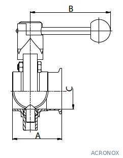 Pillangószelep, hegeszthető / clamp, Szilikon, DIN, rozsdamentes, élelmiszeripari, standard