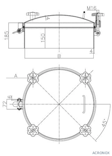 Búvónyílás kerek 300; 400; 450; 500; 600 mm kifelenyíló nagynyomású (D3)