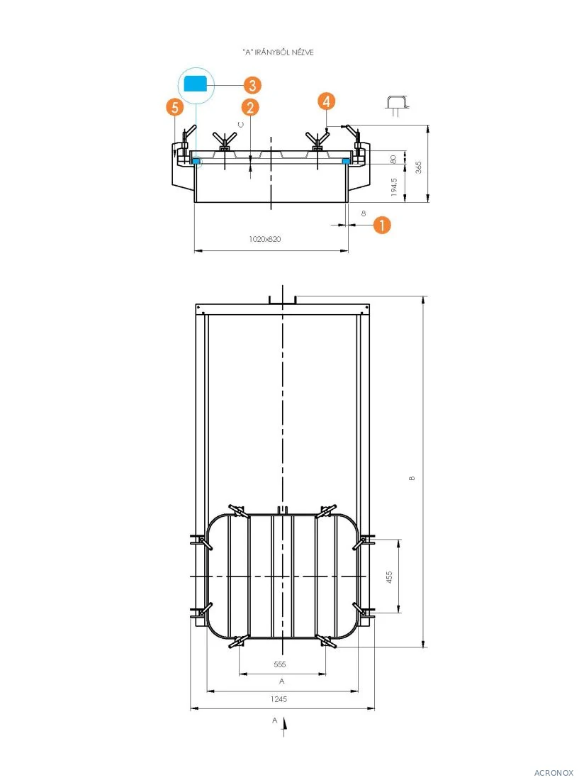 Búvónyílás négyszögletes guillotine ajtóval 800 x 1000 mm (6015 L;6015 L1)