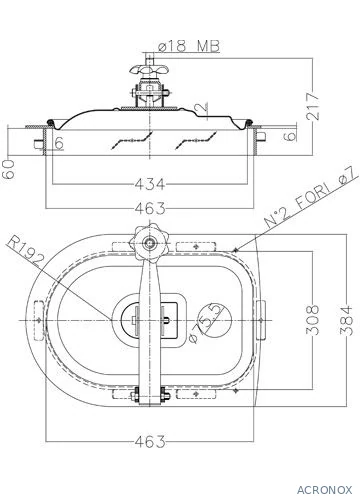 Búvónyílás cementkádra félovál 430 x 260 mm kifelenyíló (A23)