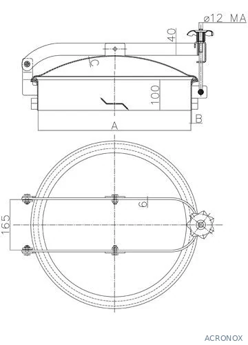 Búvónyílás cementkádra kerek 420 - 800 mm kifelé nyíló (D15 C)