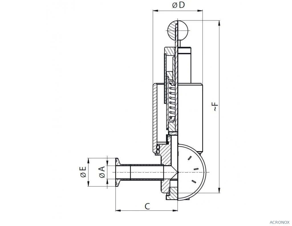 Ászokoló szelep (szádlószelep), egyenes, clamp, rozsdamentes, élelmiszeripari