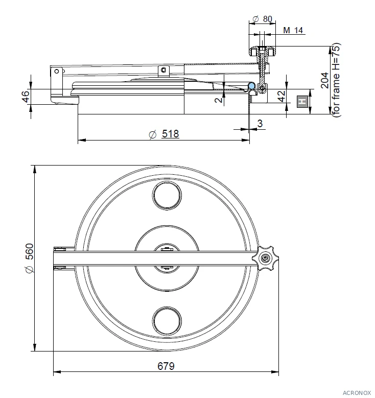 Búvónyílás felső kerek 520 mm kifelenyíló (N/270;N/271;N/272;N/273; N/270/B;N/271/B;N/272/B;N/273/B)